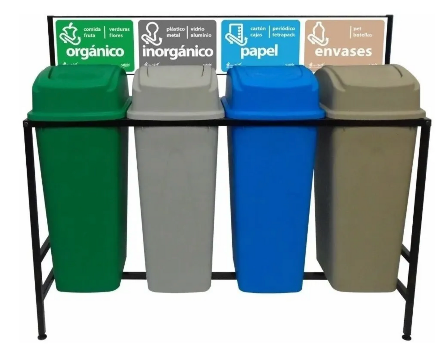 Estación De Reciclaje 4 Botes De 80 Lt Estructura Desarmable