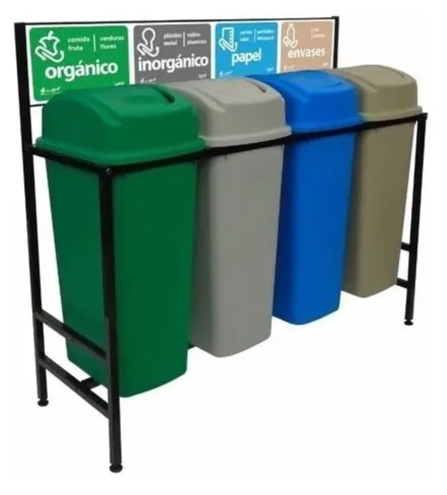 Estación De Reciclaje 4 Botes De 80 Lt Estructura Desarmable