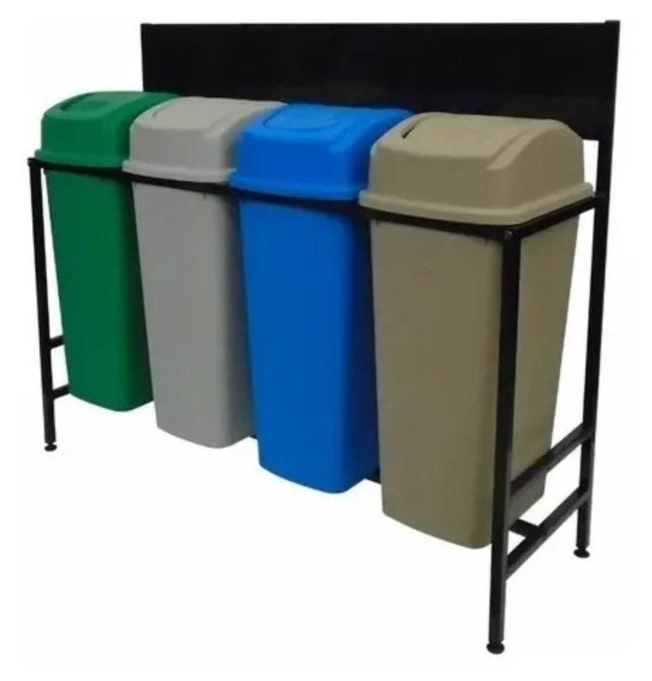 Estación De Reciclaje 4 Botes De 80 Lt Estructura Desarmable