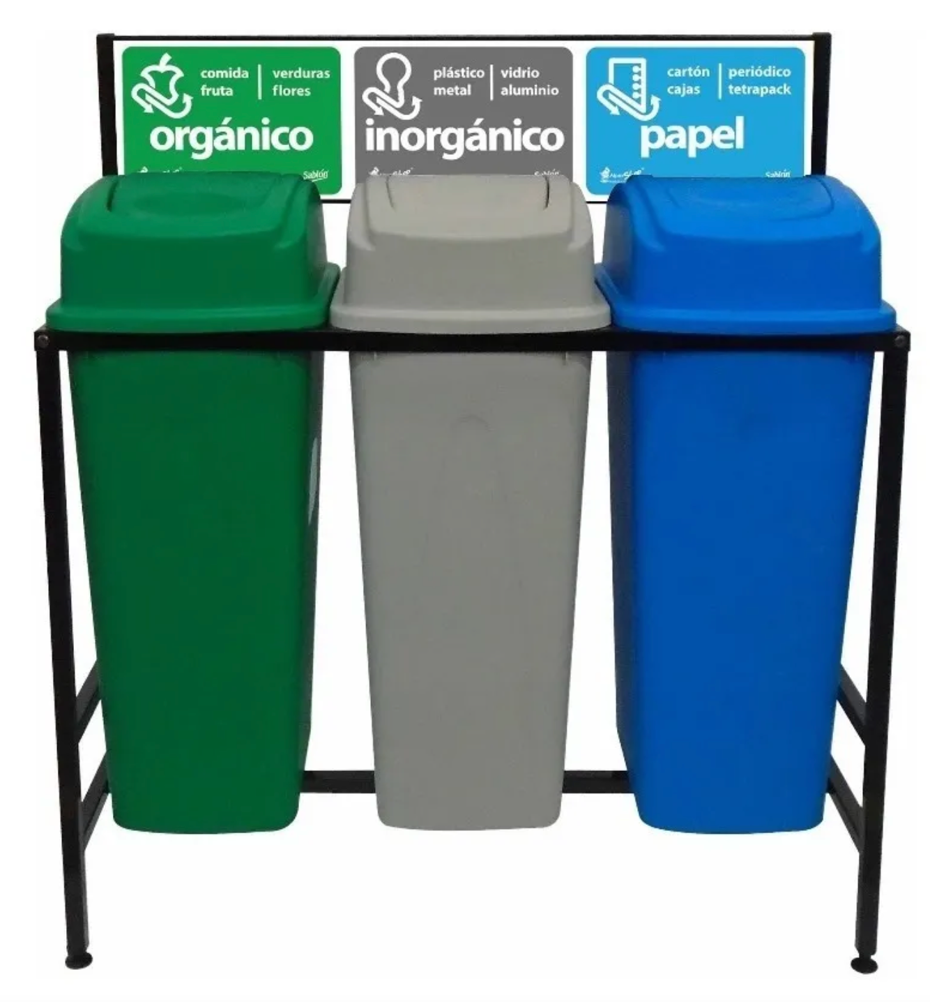 Estación De Reciclaje 3 Botes De 65 Lt Estructura Desarmable
