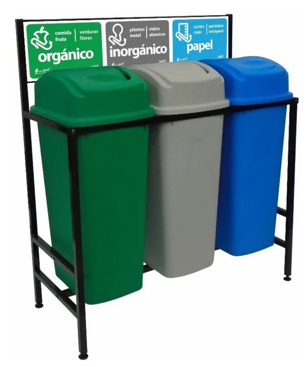 Estación De Reciclaje 3 Botes De 65 Lt Estructura Desarmable