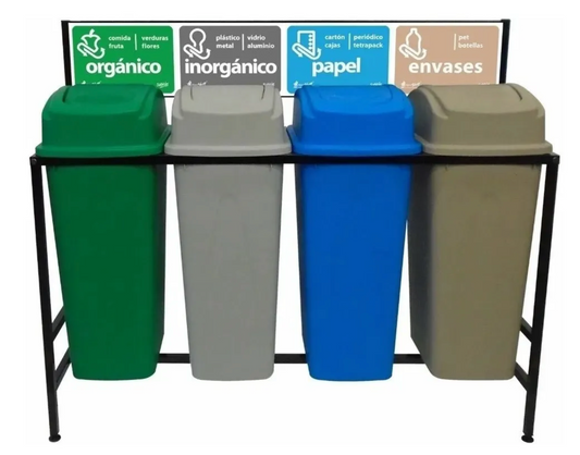 Estación De Reciclaje 4 Botes De 80 Lt Estructura Desarmable