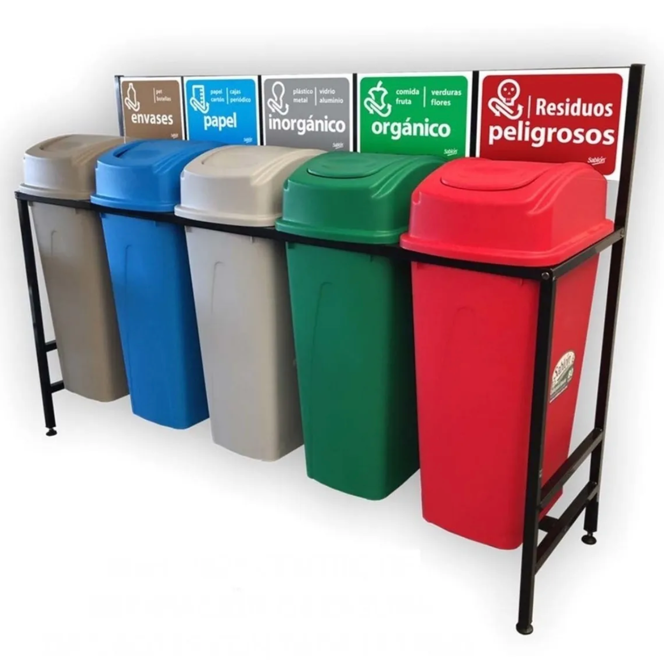 Estación De Reciclaje 5 Botes De 80 Lt Estructura Desarmable