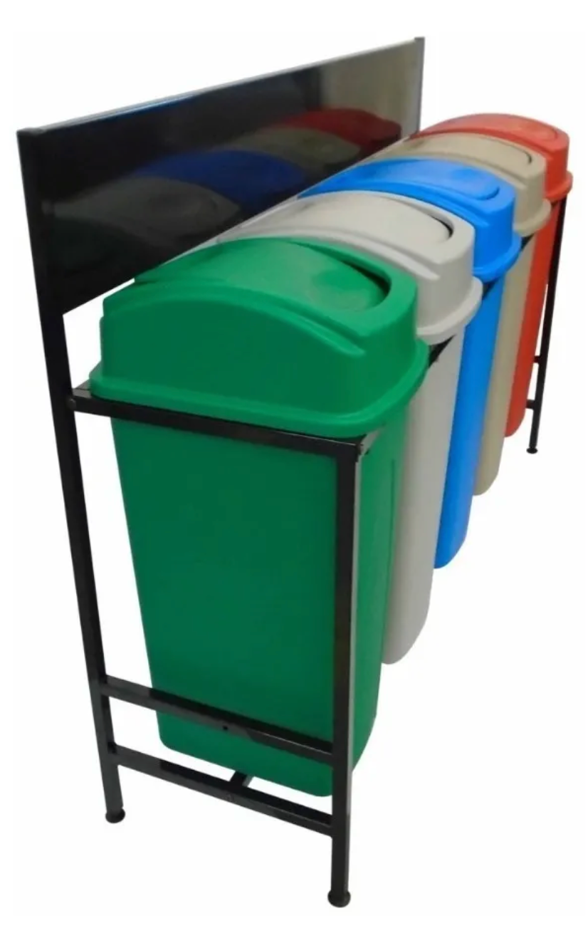 Estación De Reciclaje 5 Botes De 80 Lt Estructura Desarmable