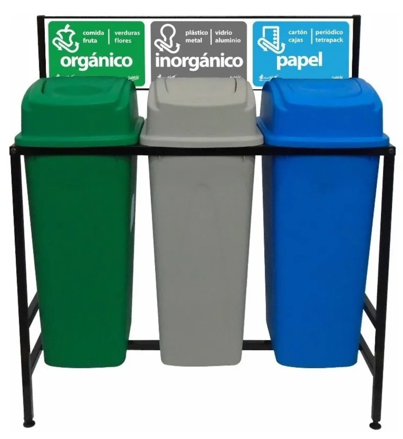Estación De Reciclaje 3 Botes De 80 Lt Desarmable