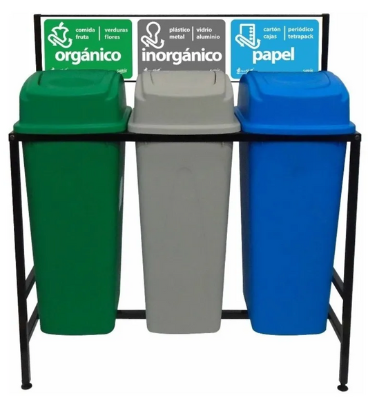 Estación De Reciclaje 3 Botes De 80 Lt Desarmable
