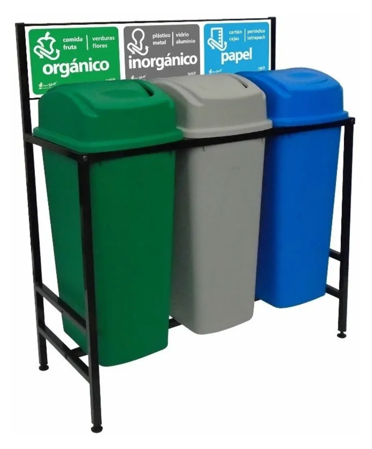 Estación De Reciclaje 3 Botes De 80 Lt Desarmable
